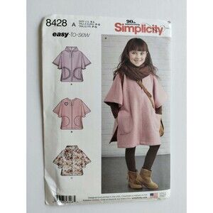 8428 Simplicity Sewing Pattern Childs Ponch in Two Lengths, Size 3-8